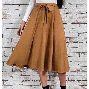 Classic Vegan Suede Flowy Midi Skirt